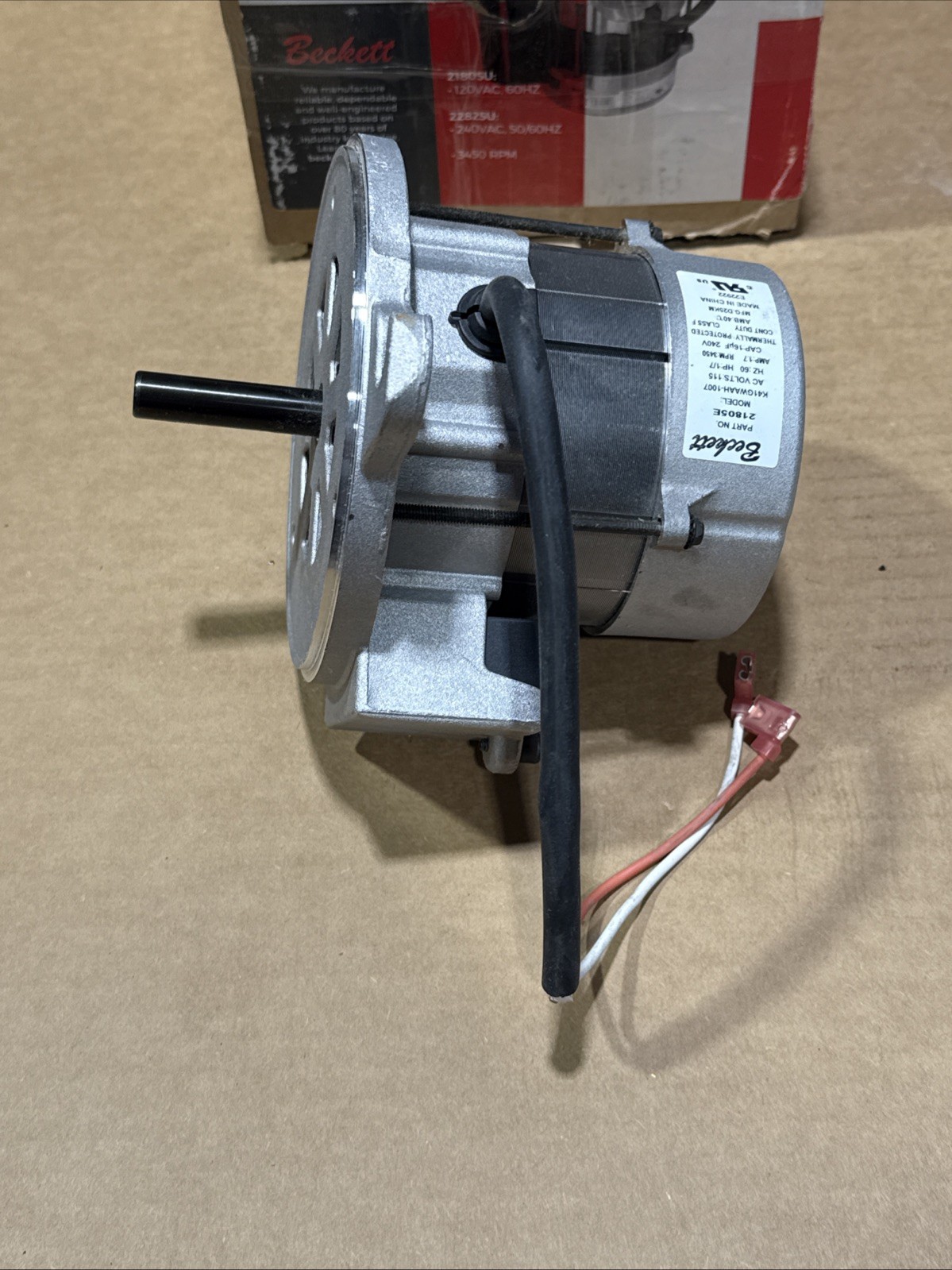 21805U BECKETT MOTOR 1/7HP 3450 RPM BALL BEARING BEARINGS 48M FRAME New