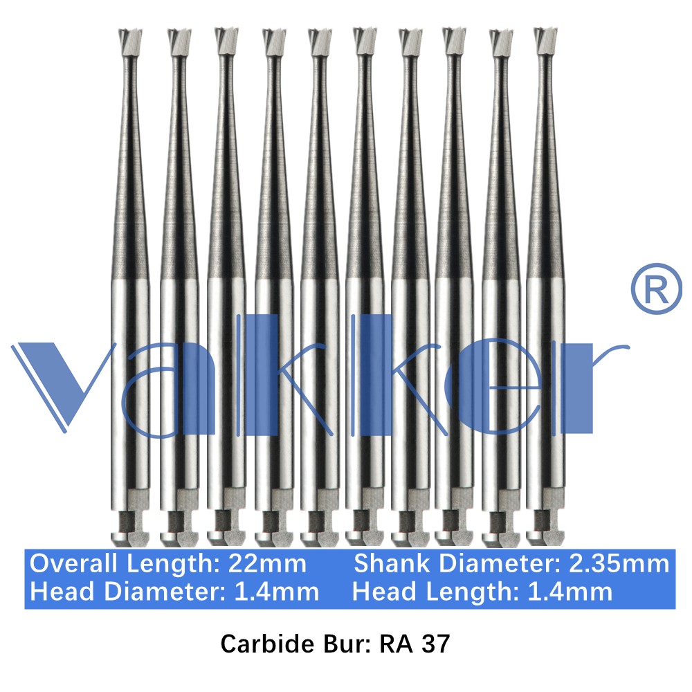 10/pk Dental Carbide Burs RA Latch Type 22mm Inverted Cone Football Low Speed