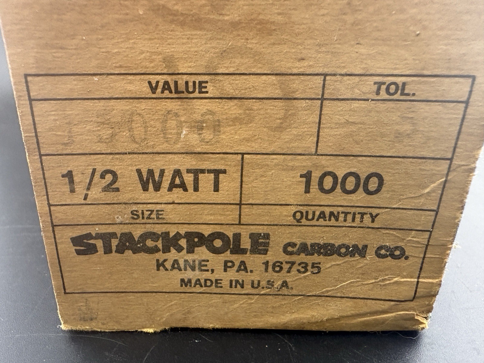 STACKPOLE Lot of 1000 Vintage 15K Ohm Resistor 1/2W Watt 5% NOS