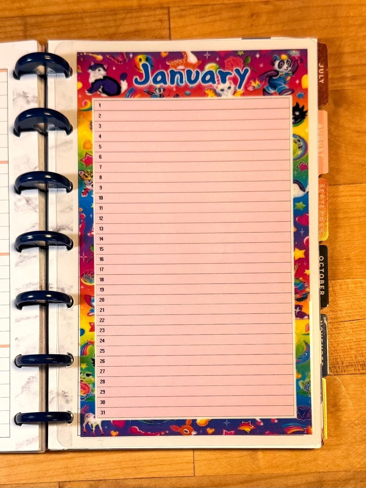 Set of 6 (Six) Month at a Glance Dashboards for use with Mini Happy Planner~