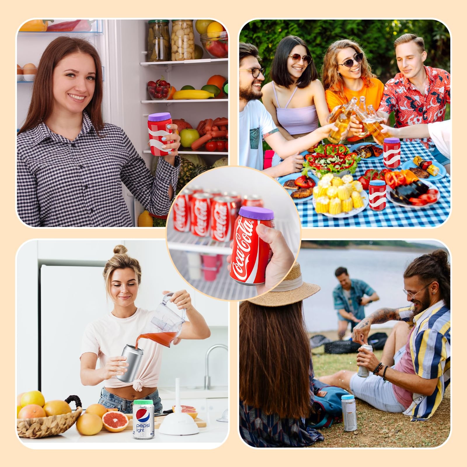 6 PCS Silicone Soda Can Lids,6 Color BPA-Free Reusable Silicone Can Covers, C…