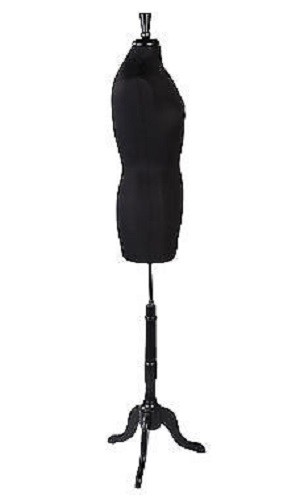 Women’s Dressmaker Form Seamstress Black Jersey Mannequin Size 8 Wood Base