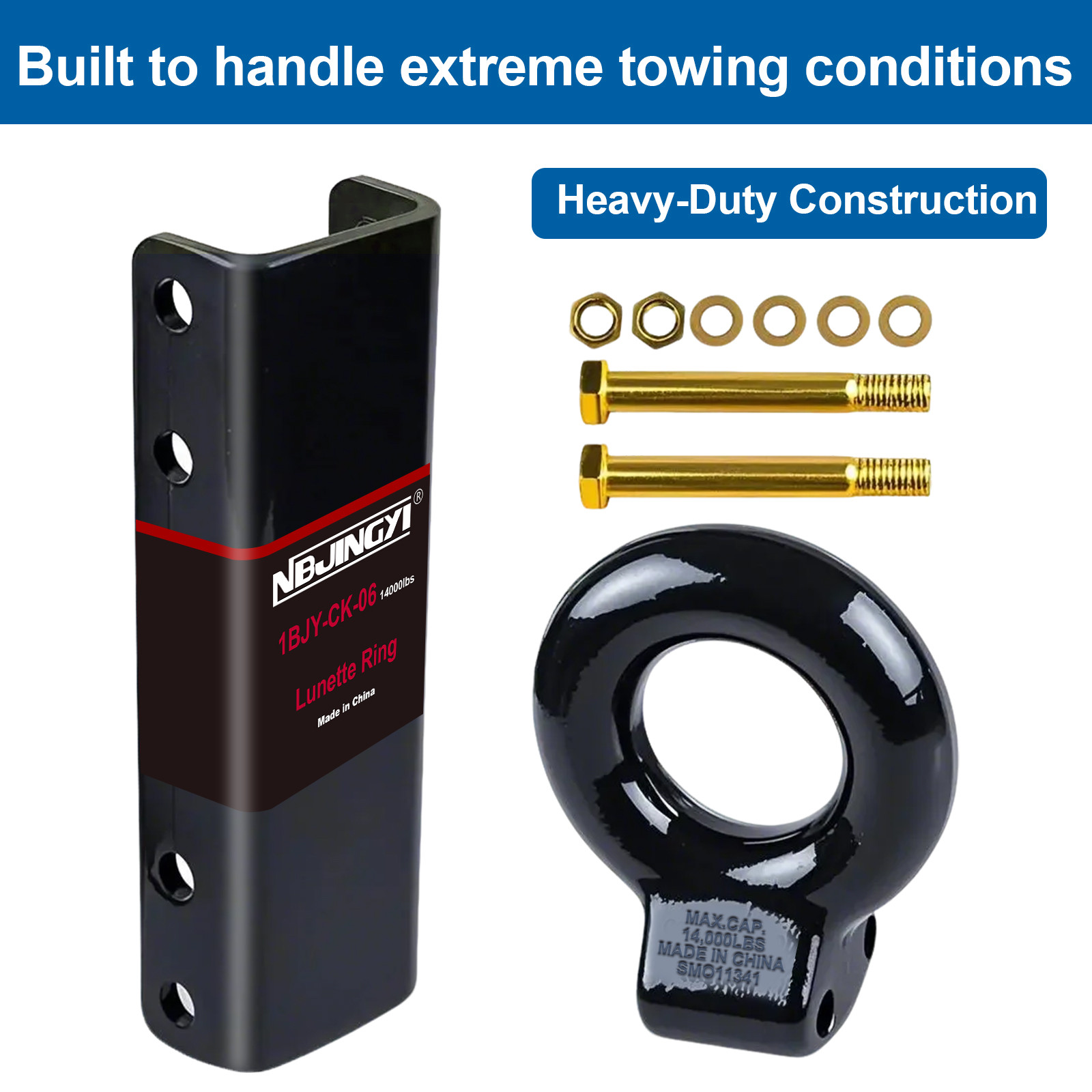 5-Position Adjustable Channel 3″ID Trailer Pintle Hitch Lunette Ring Eye Coupler