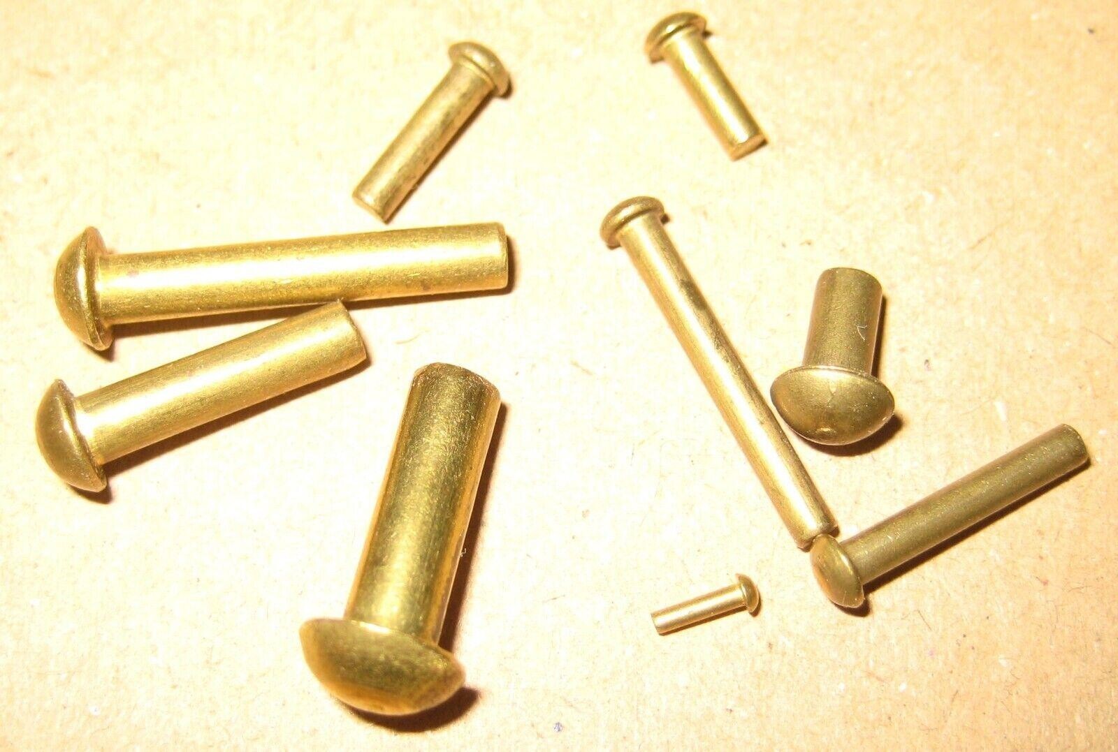 20 Brass Half Round Rivets Full Rivets DIN 660 Half Round Head Multiple Dimensions