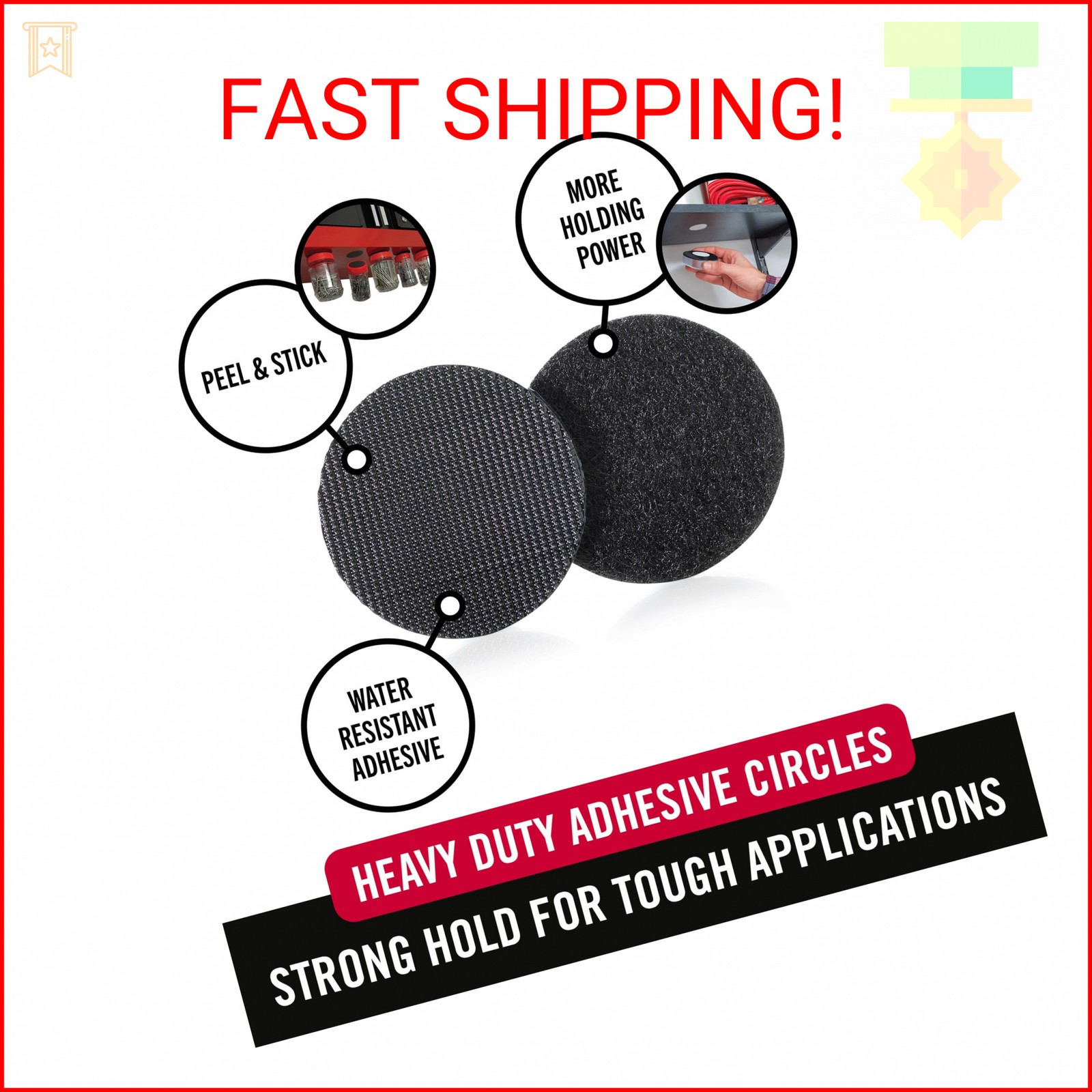 VELCRO Brand Industrial Fasteners Stick-On Adhesive | Professional Grade Heavy D