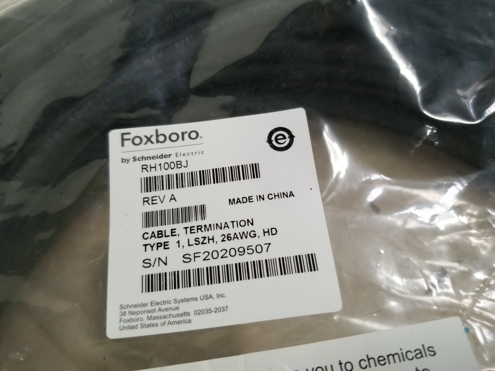 Foxboro by Schneider Electric Cable, Termination Type 1 26AWG (RH100BJ)