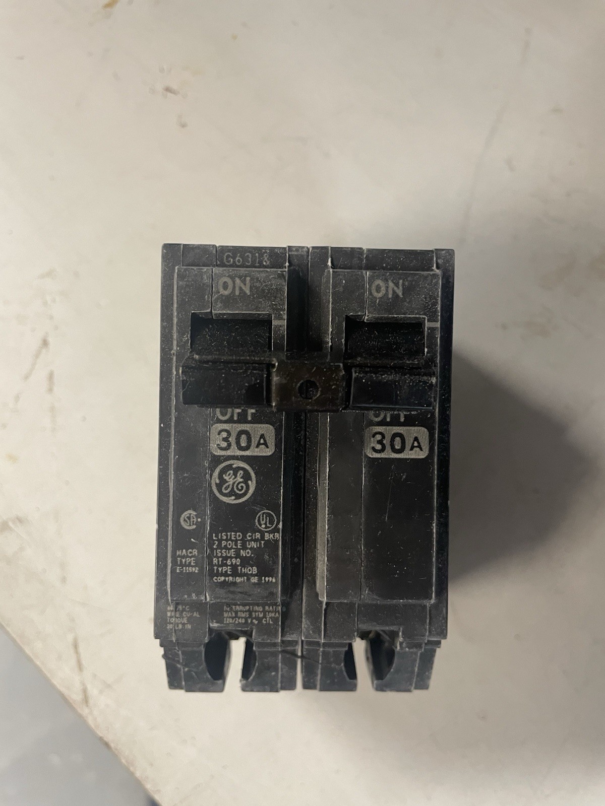 GE THQB2130 2 Pole 30A 240V Circuit Breaker Molded Case