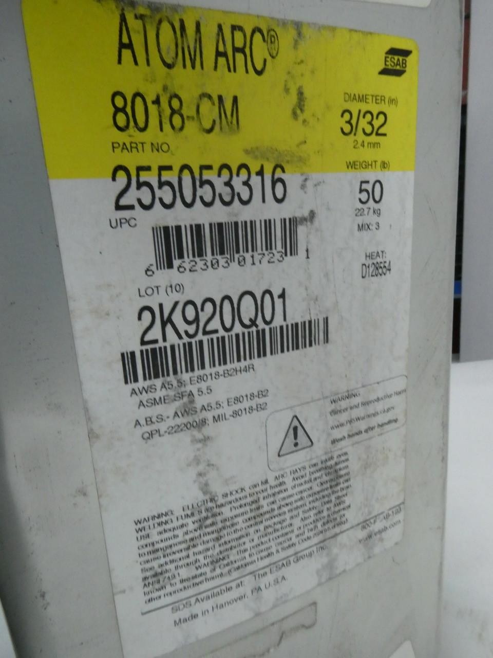 Esab 255053316 Atom Arc 8018-cm Electrode 3/32in 14in 50lb