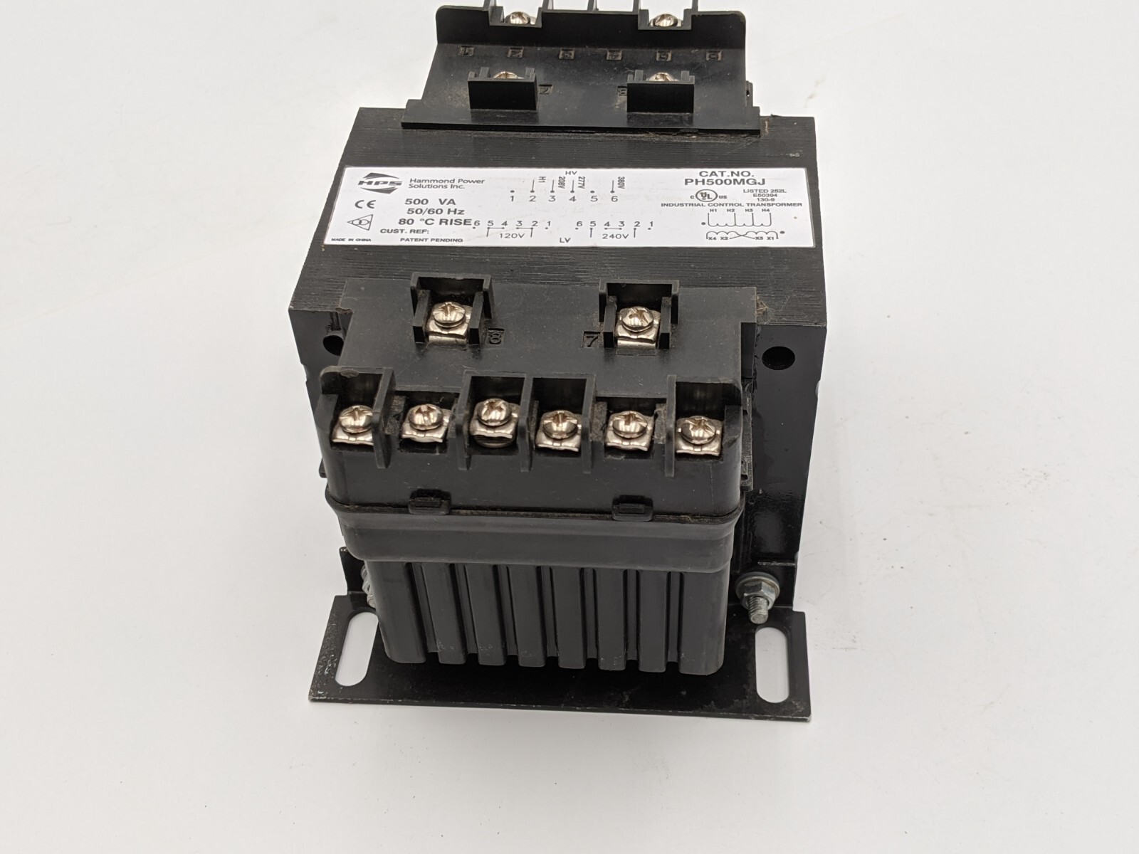 Hammond PH500MGJ Control Transformer 50/60 Hz 208/277/380 VAC 500 VA Used