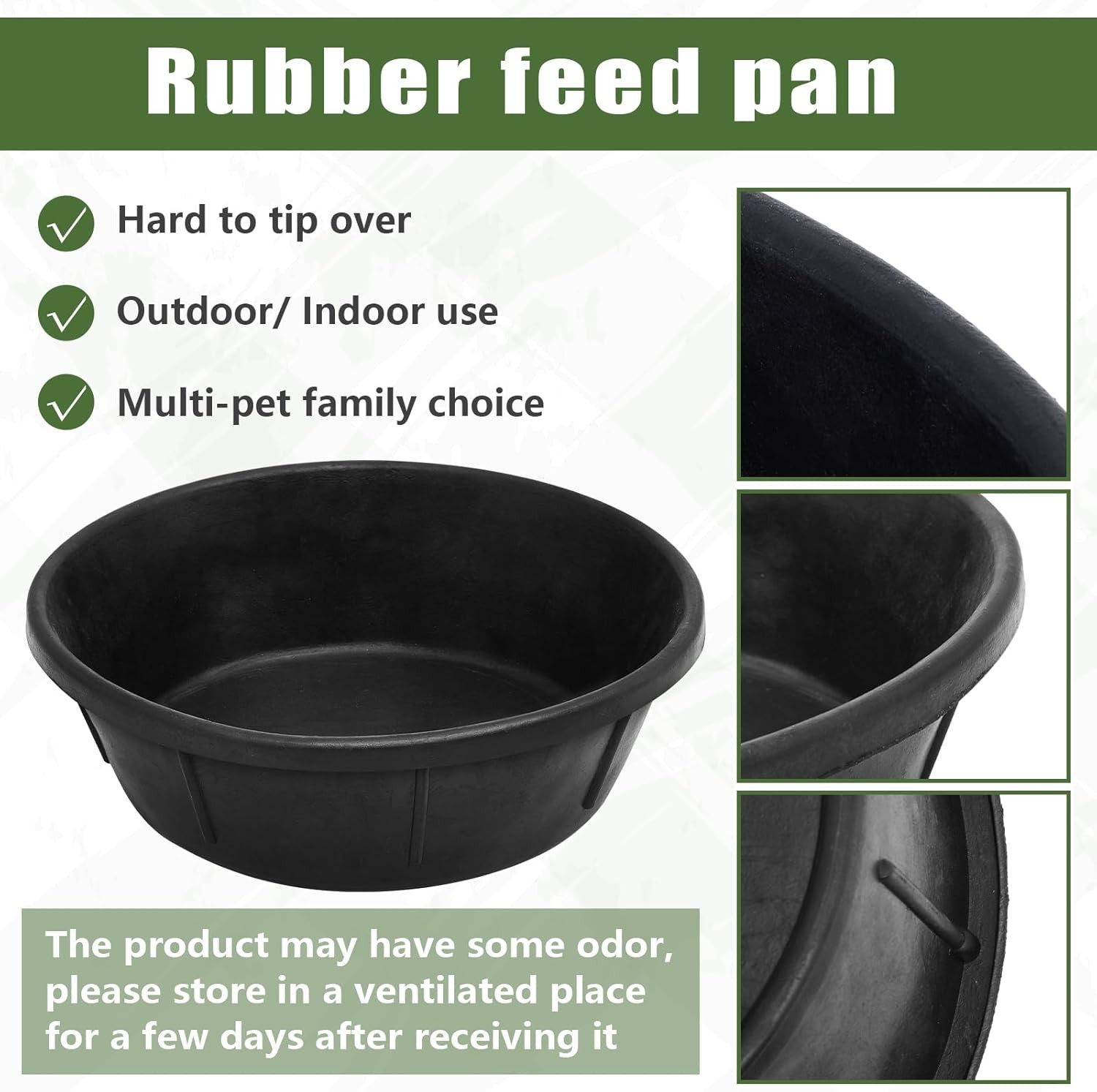 Sadnyy 5 Pcs 8 Quart/ 2 Gallon Rubber Feeder Pan, Rubber Feed Pan Utility Horse