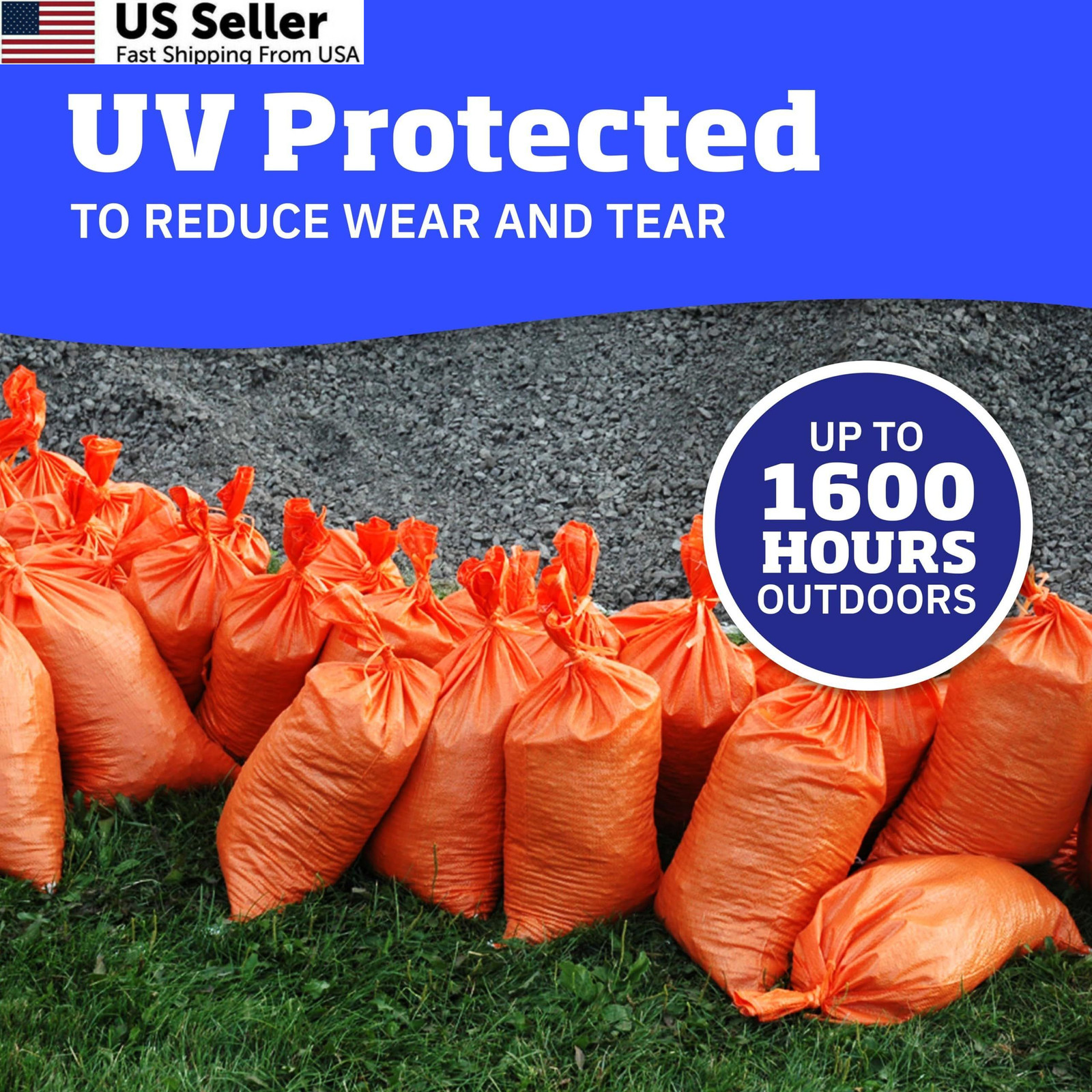 DURASACK Heavy Duty Sand Bags with Tie Strings Empty 100 Sandbags, Orange