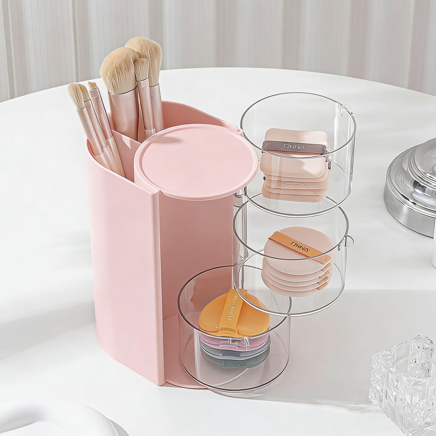 Goujfol Hair Accessories Organizer, 3 Layer Tool 3 layers, Pink