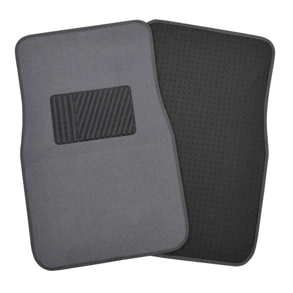 4pc Carpet Car Floor Mats Heavy Duty Heel Pad Med Gray 11.5×16.5 Rear MT-100