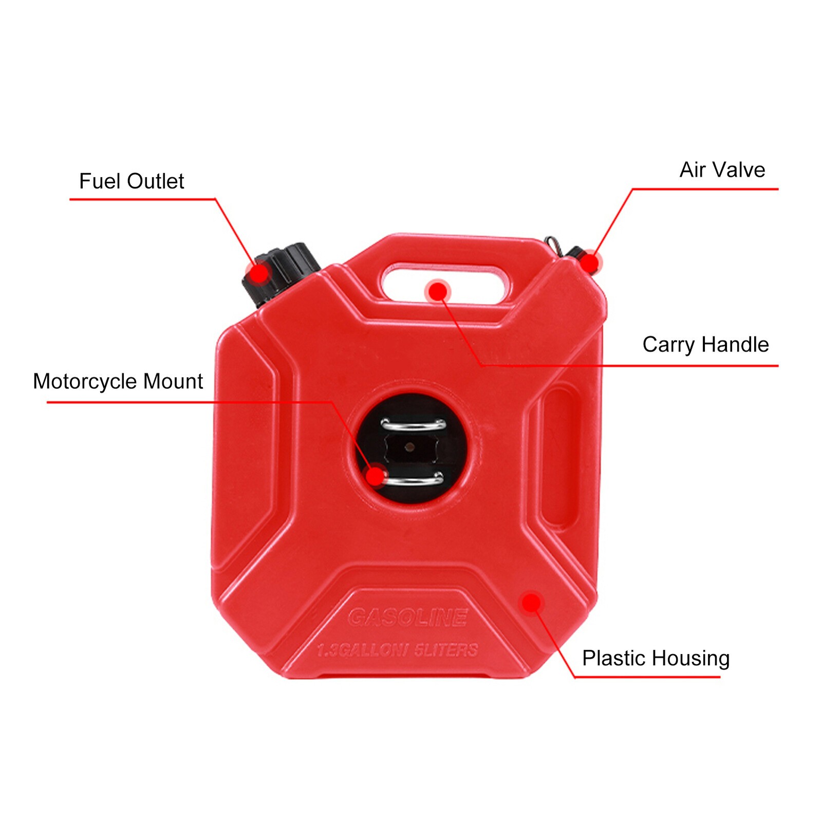 2X 5L Gas Fuel Tank Gas Can Oil Storage Can Fr ATV UTV Gokart Motorcycle Car SUV