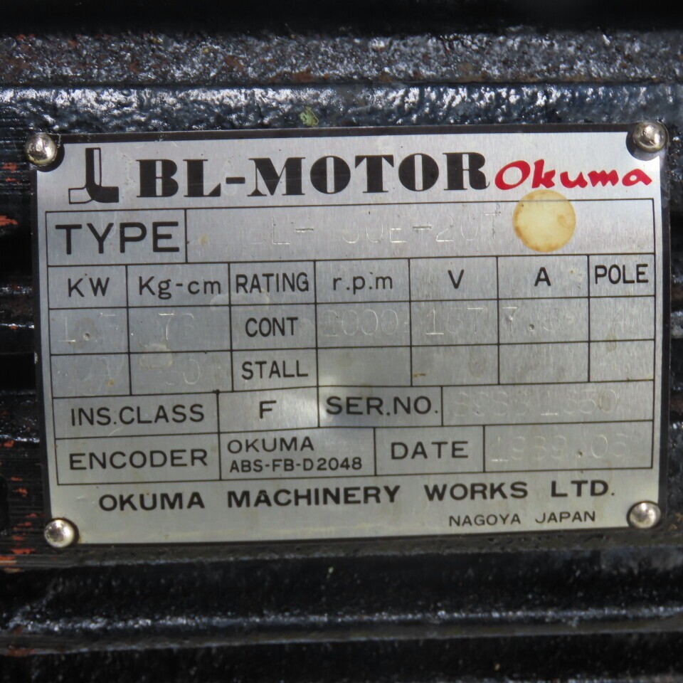 Okuma BL-50E-20T 1.5KW AC Servo Motor 157V 2000RPM 7.5A 4 Pole