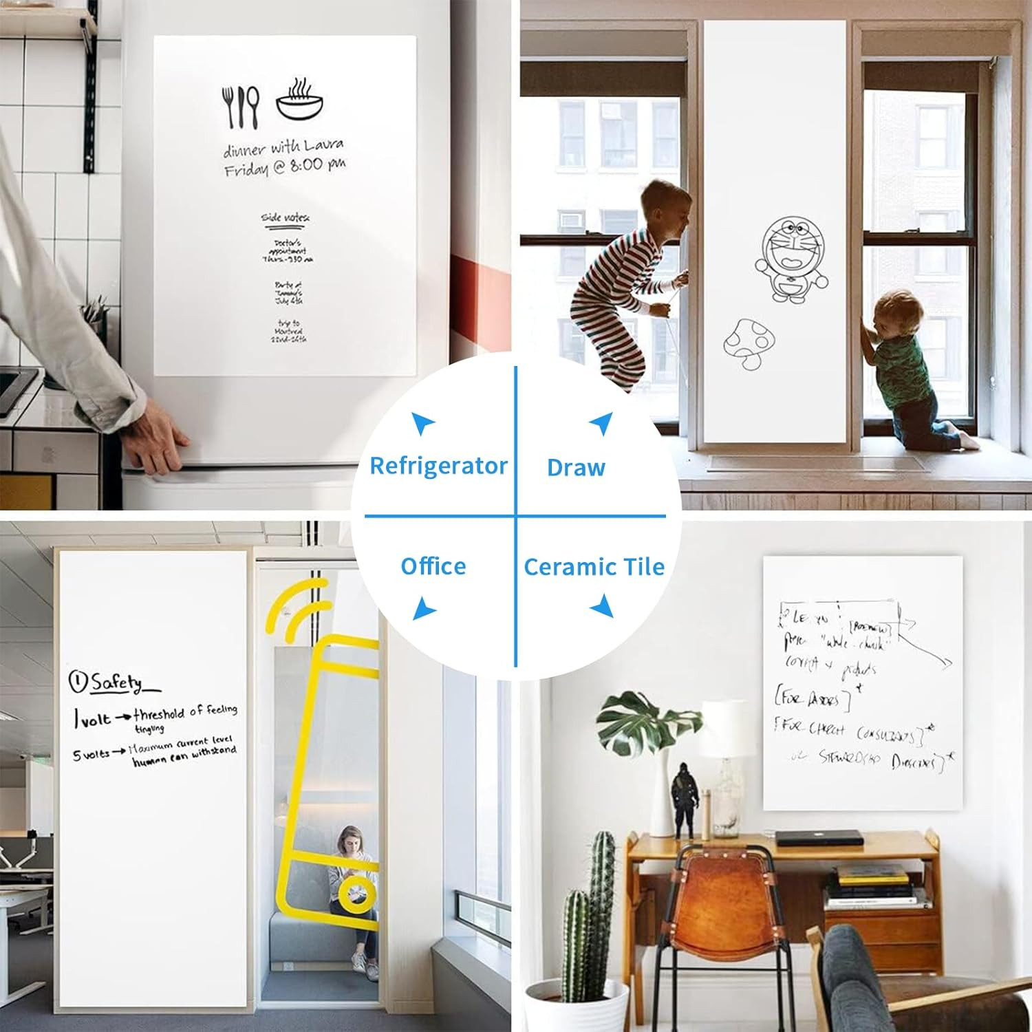 White Board Wallpaper, White Board Roll, Stick on White Boards for Wall Office