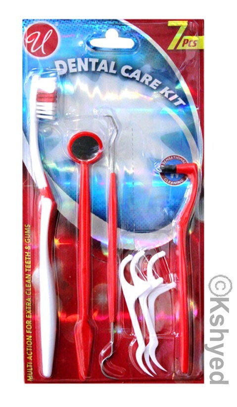 7 Pieces Dental Care Tooth Brush Kit Floss Stain Tongue Picks Teeth Denticlean