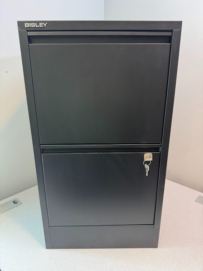 NEW! Bisley 2-Drawer Flush Front File Cabinet – Black **REDUCED PRICE**