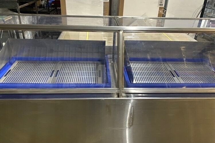 Custom Win-holt Sea Food Ice Bin Insulated Display Table w/ Cambro Bar Bases