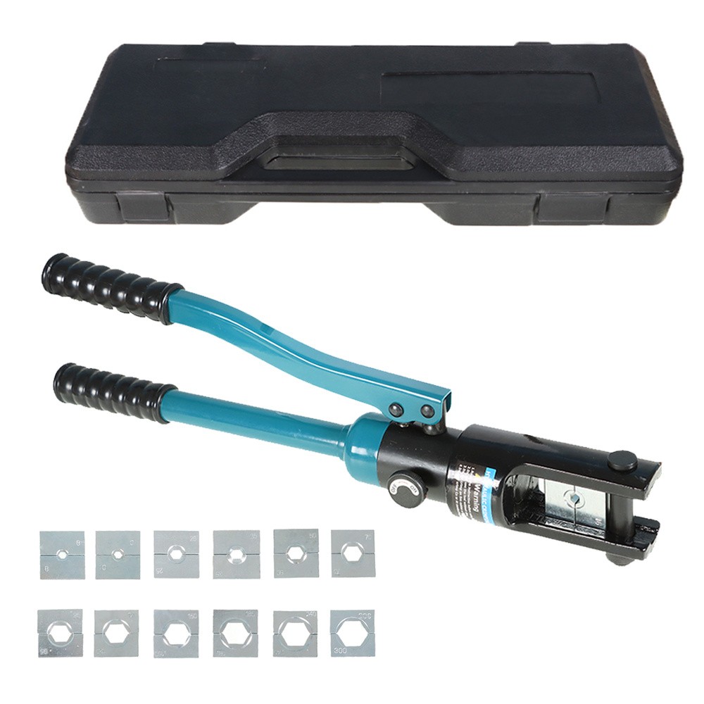16 Ton Hydraulic Wire Battery Cable Lug Terminal Crimper & Improved 13 Dies