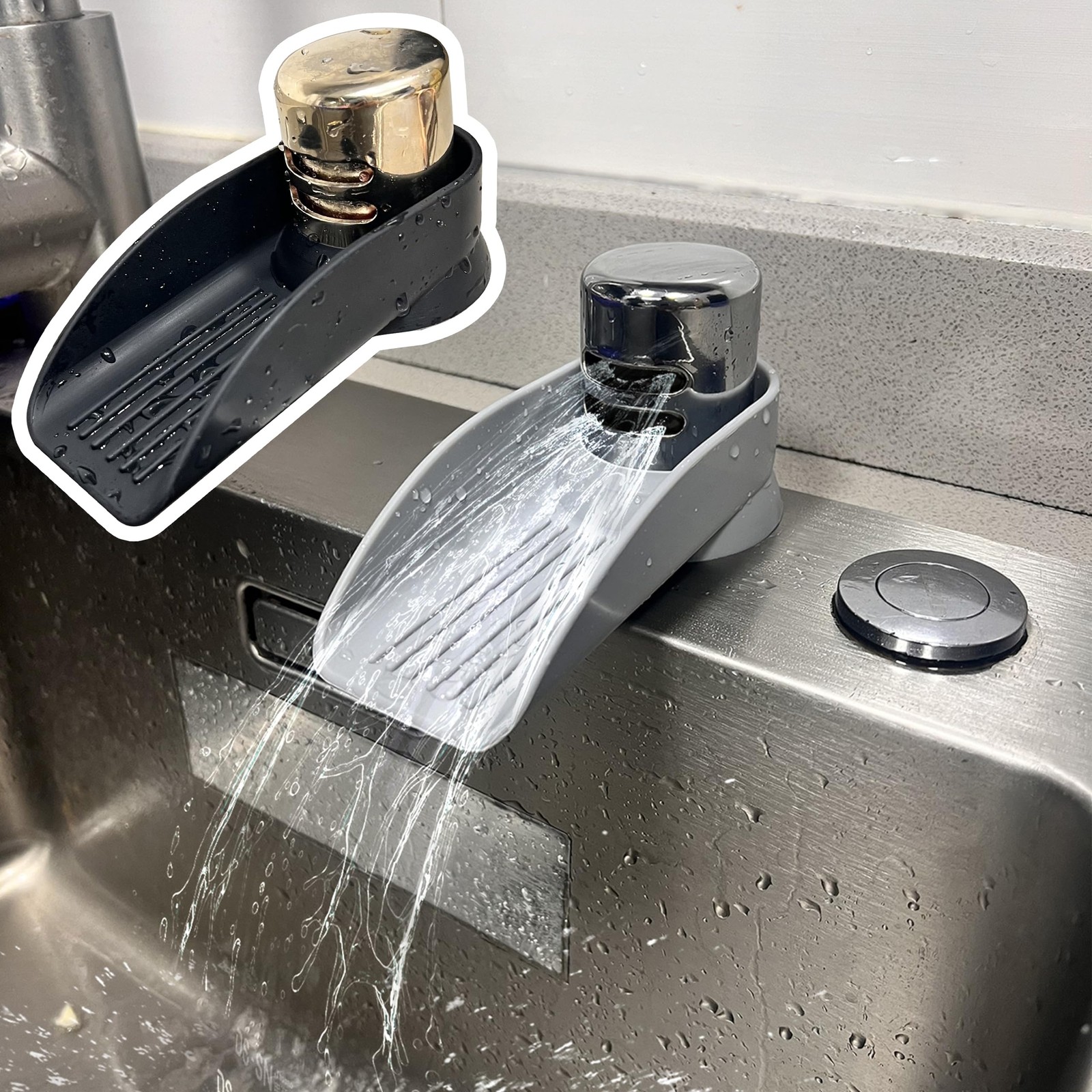 2-Pack Dishwasher Air Gap ​Cover Water Ramp Silicone Splash Black&Grey