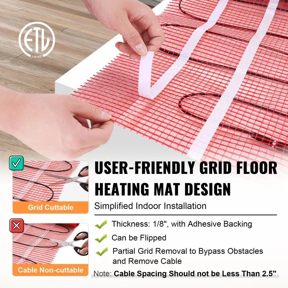 VEVOR | Floor Heating Mat | 100 Sq. ft | Electric Radiant In-Floor Heated | Warm