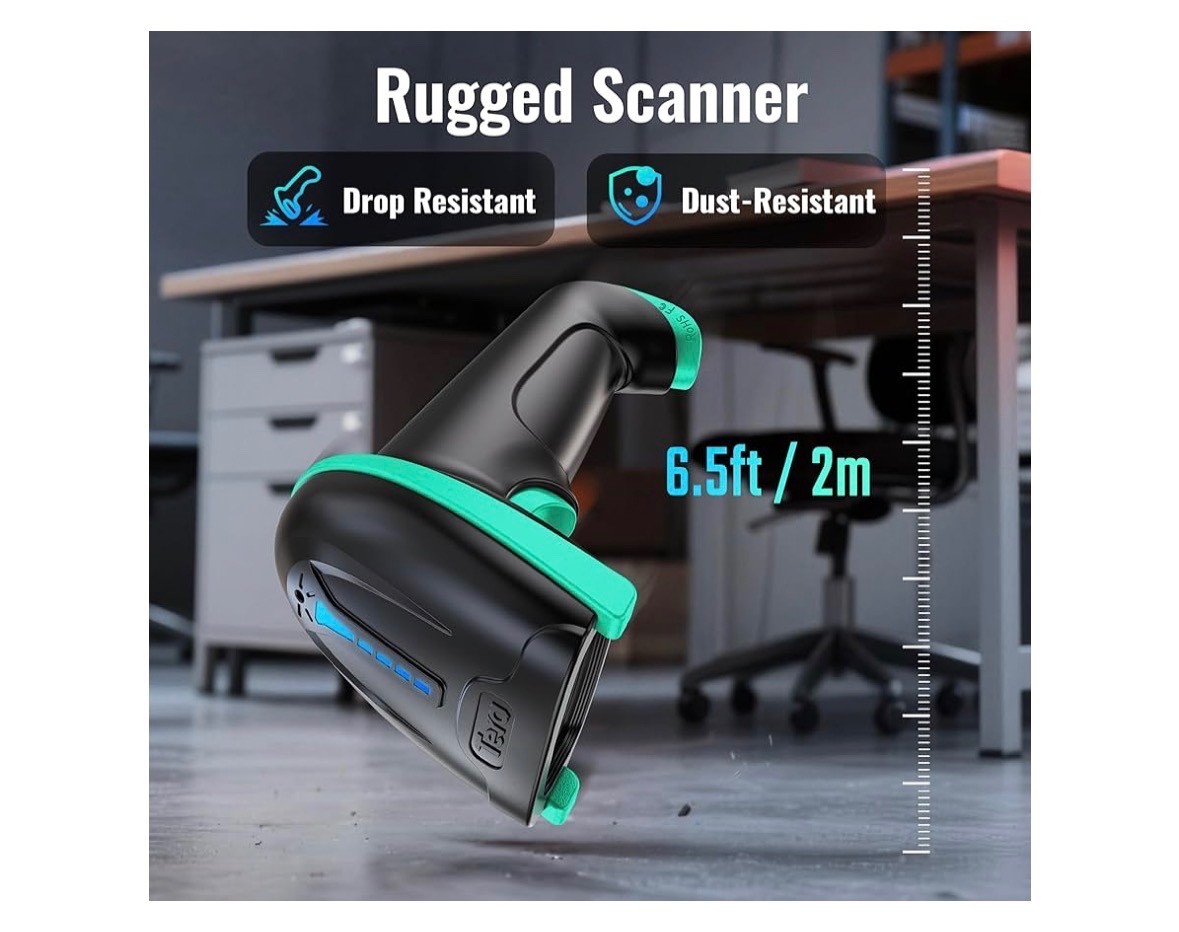 Tera Barcode Scanner Wireless 1D Laser Cordless Barcode Reader USB 5100 Teal