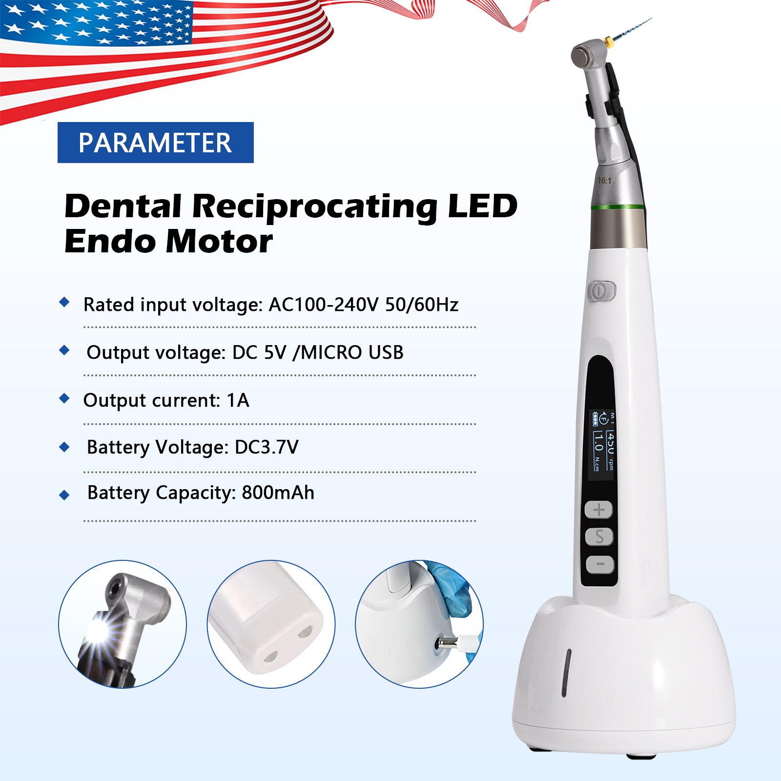 Dental Wireless Cordless LED Endo Motor 16:1 Handpiece Root Canal Treatment