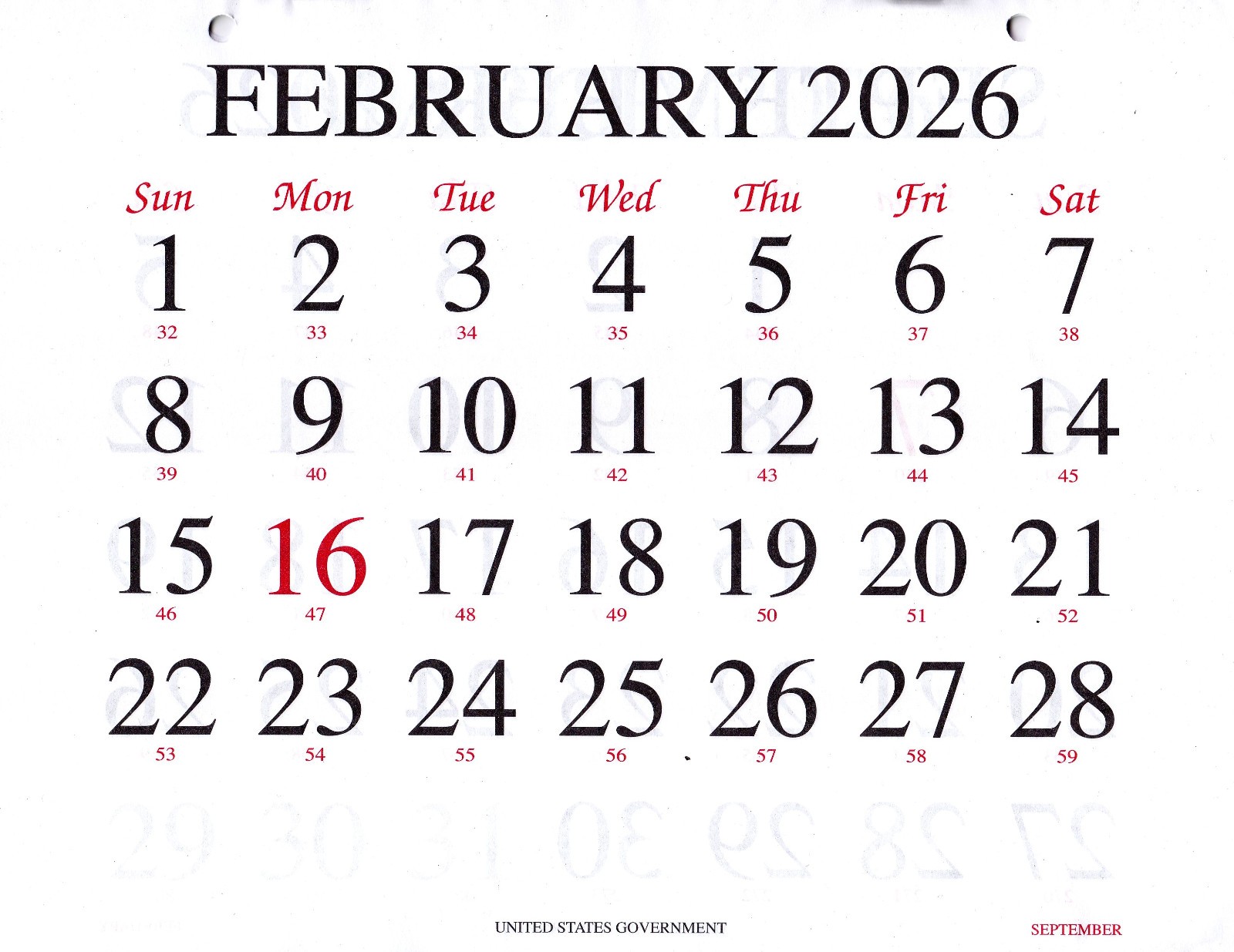 Unicor 2025 Fed Wall Calendar, Qty=1, Individual, Single, Displays 3 Months …