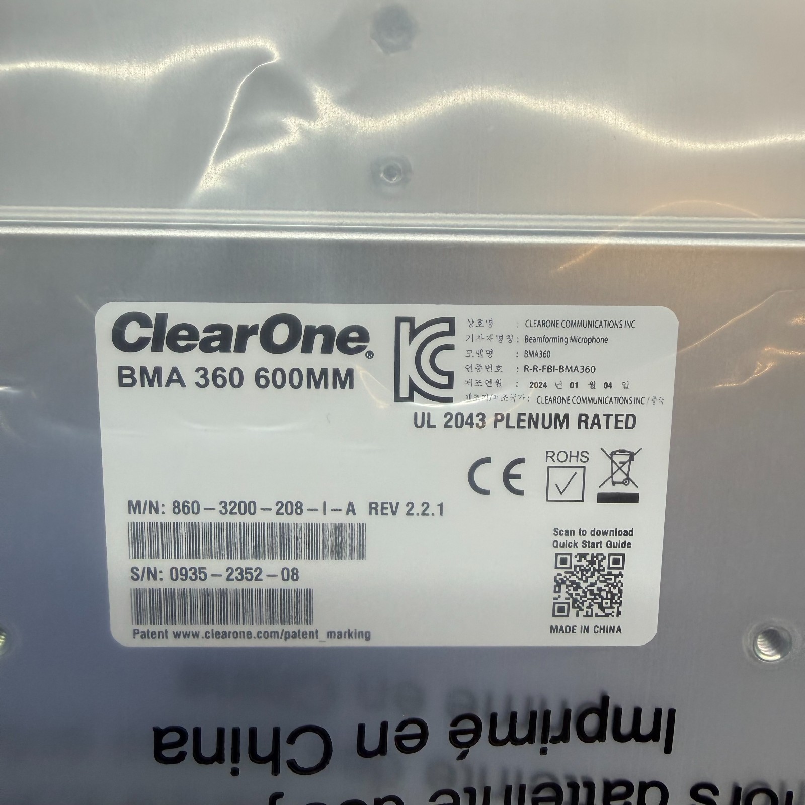 ClearOne BMA 360 Beamforming Microphone Array 600mm 910-3200-208-I Clear One