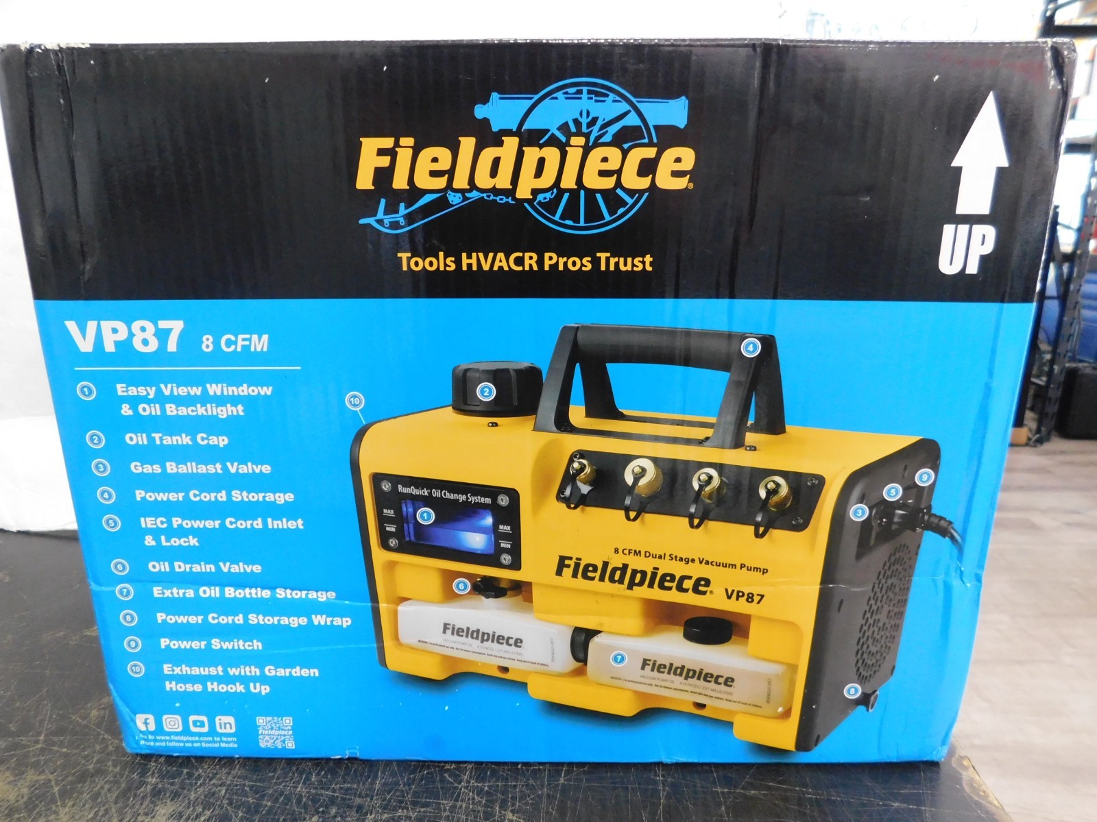 FIELDPIECE VACUUM PUMP RUNQUICK DUAL STAGE 8 CFM MODEL VP87 *NEW*