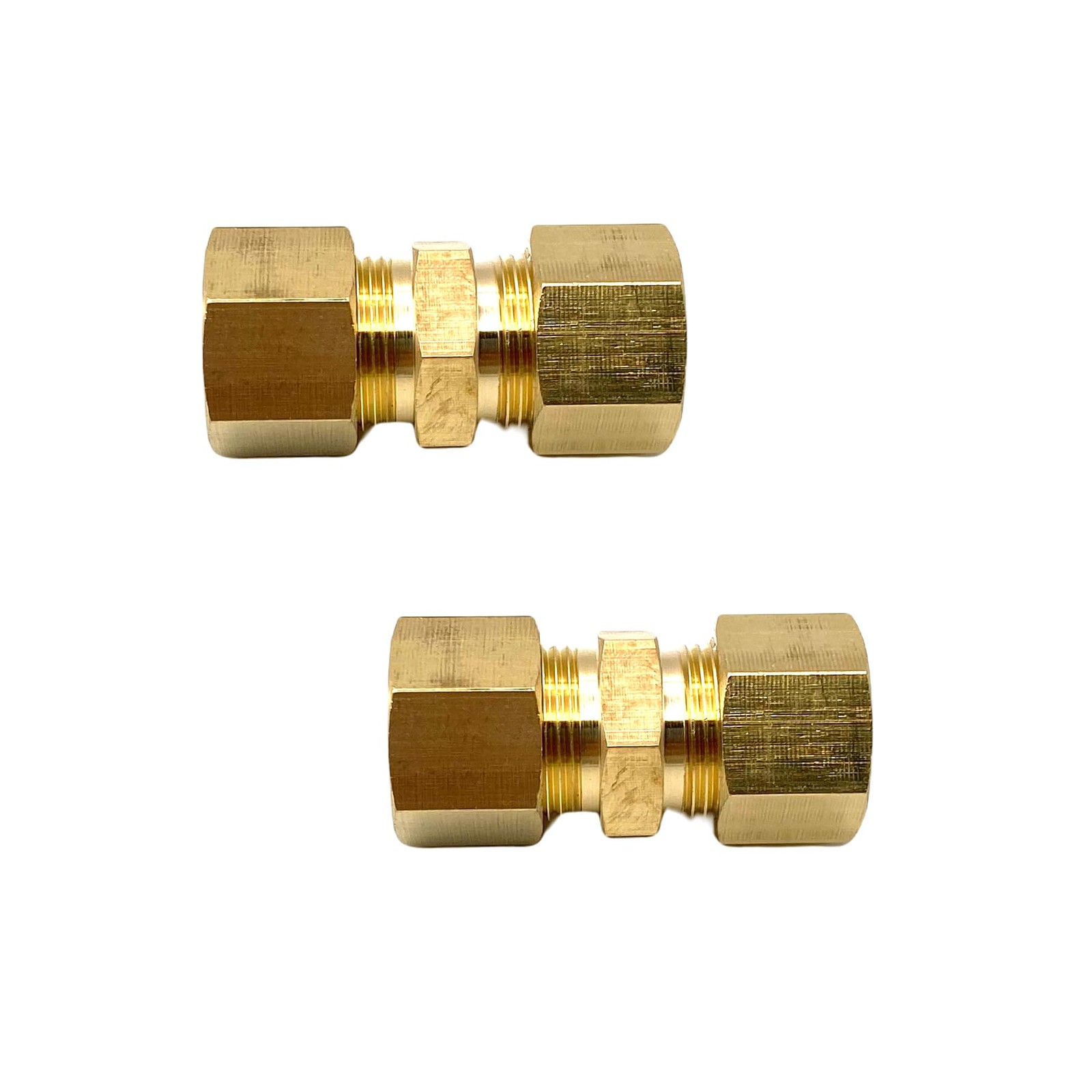 2 Pcs 5/8″ Brass Compression Pipe Tube OD x OD,