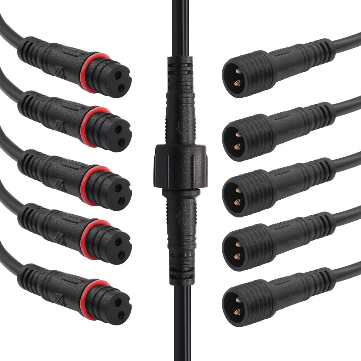 6 Pairs 22AWG 2 Pin Electrical Connector 5.87In/15Cm Wire Waterproof Male Female