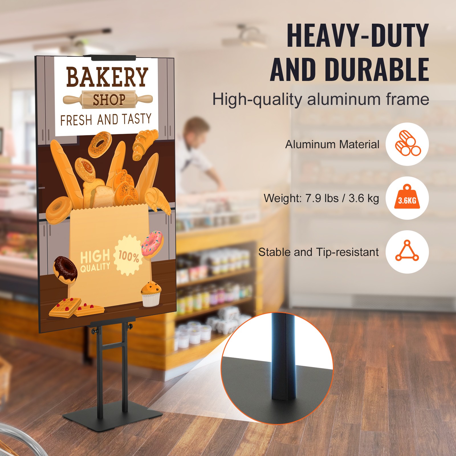 VEVOR Poster Stand Floor Standing Sign Holder 75″ Adjustable Height Double-Sided