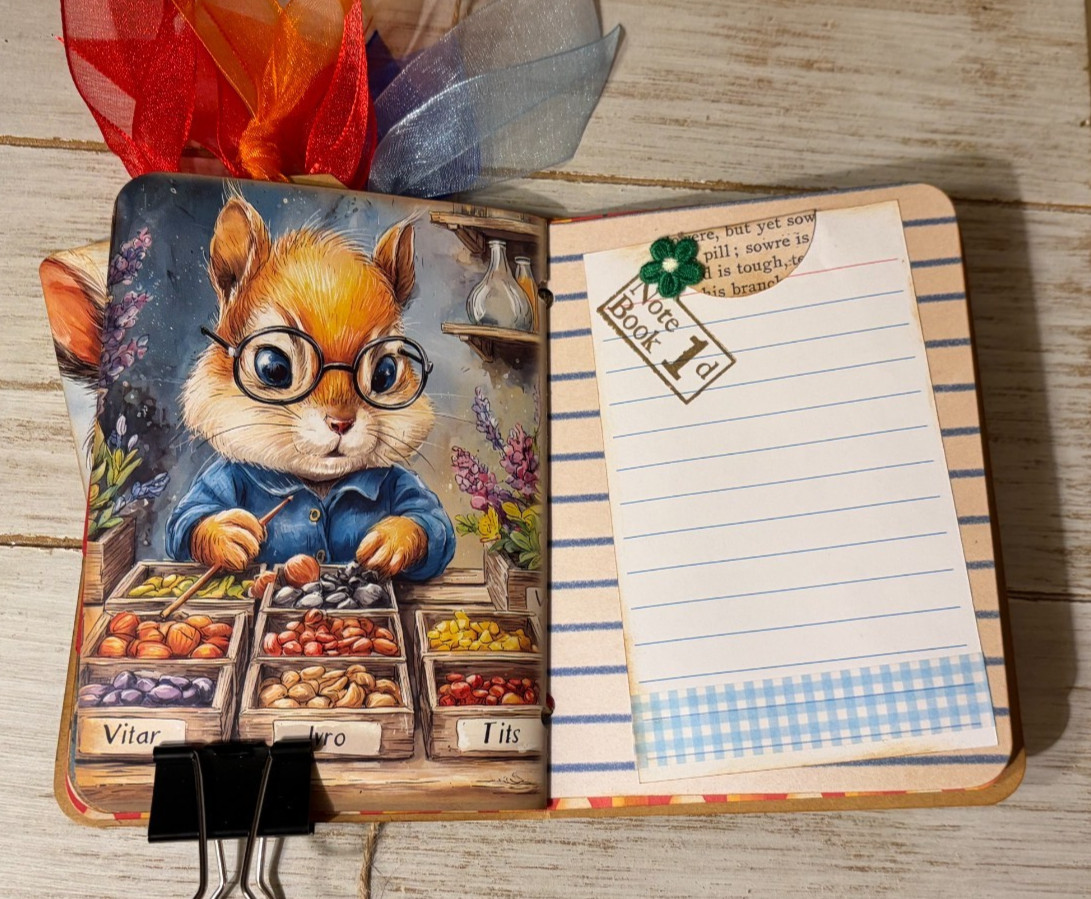 Junk Journal Handmade Booklet Book Vintage «School Days» Pockets, Ephemera