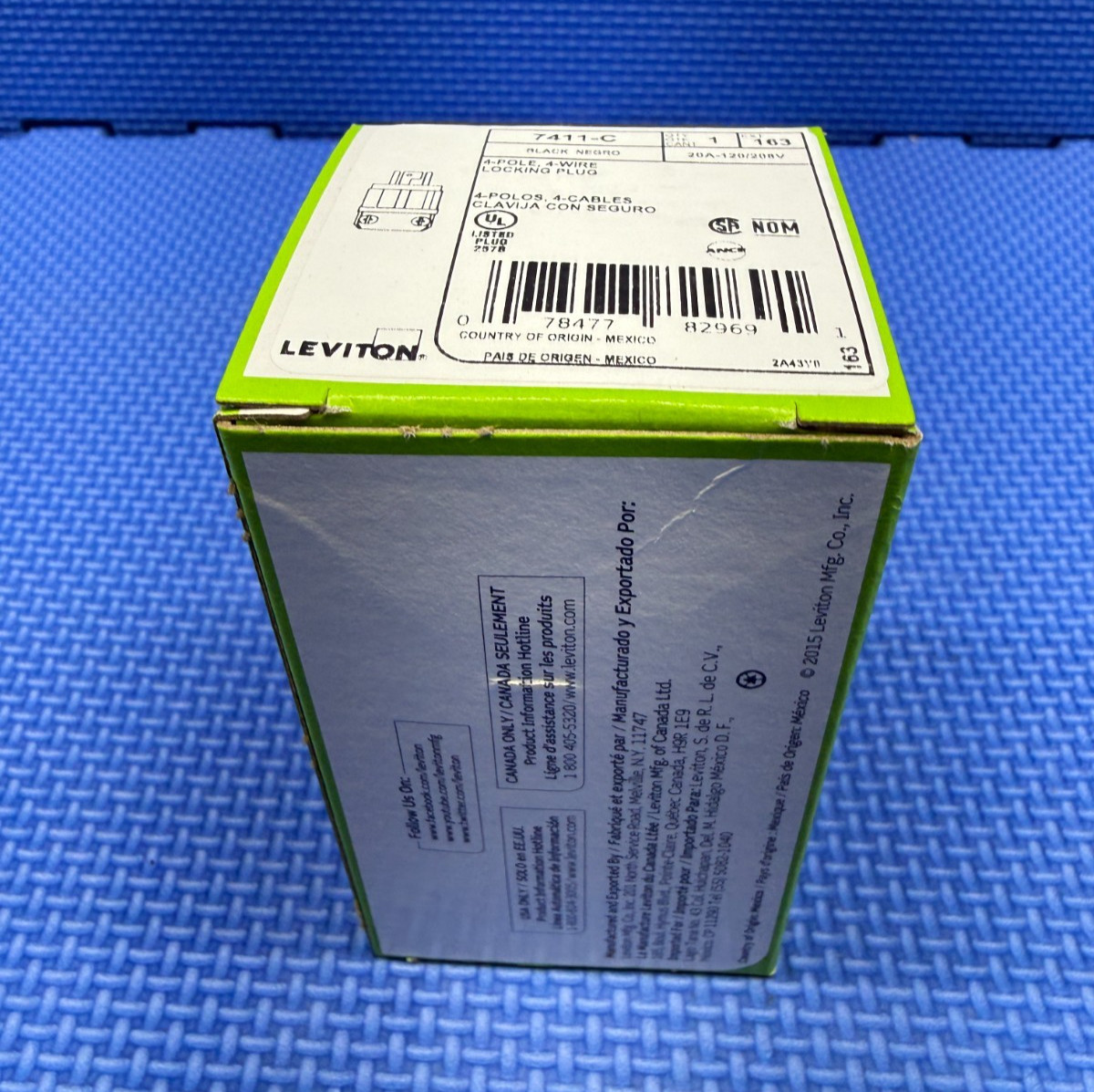 Genuine Leviton 7411-C Industrial 4-Pole 4-Wire 20Amp 120/208V Locking Plug