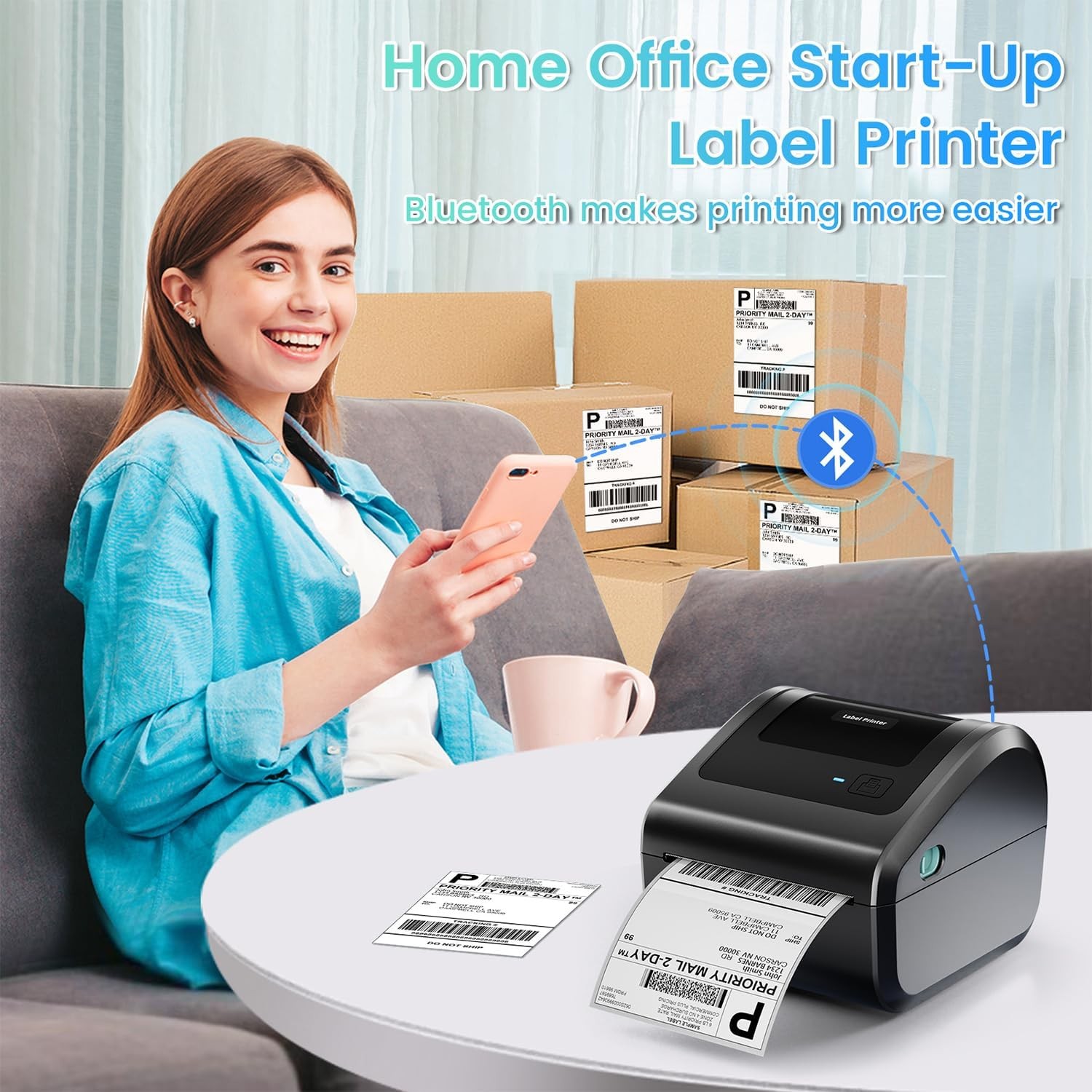 Phomemo 4×6 Shipping Label Printer Bluetooth Thermal for USPS FedEx UPS