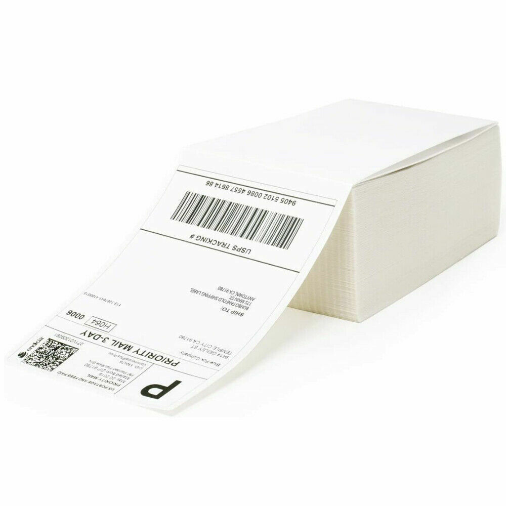 10000x 4″ x 6″ Fanfold Direct Thermal Shipping Labels for Zebra & Rollo Printers