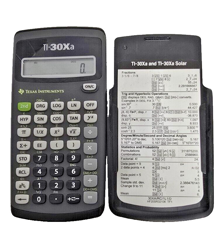 Scientific Calculator TI-30XA Texas Instruments Handheld Tested Working Student