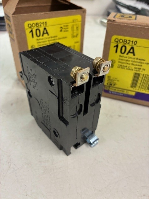 Lot of 2 Square D QO210 Circuit Breaker – 10 A, 2 Pole, 120/240 VAC New In Box