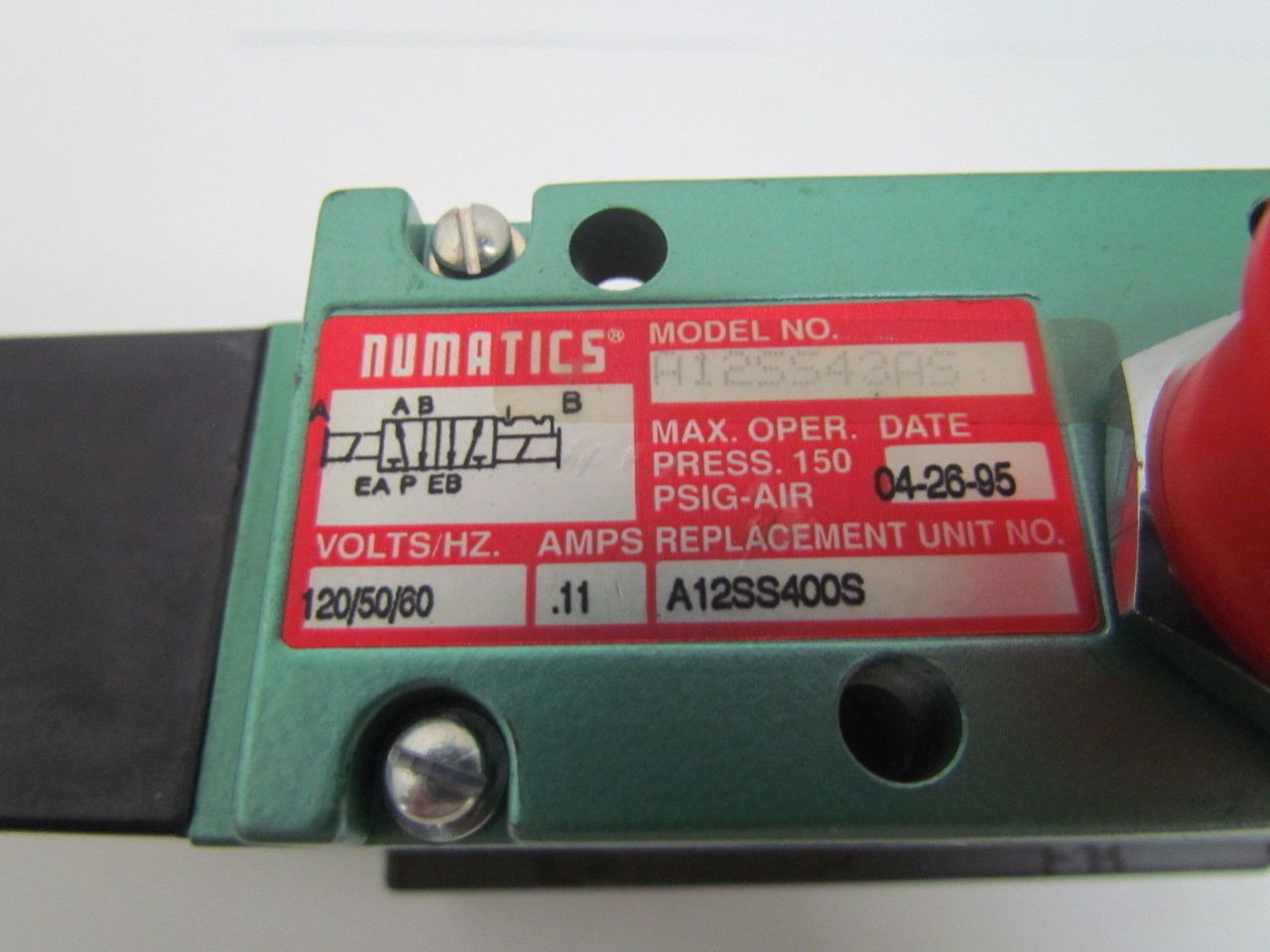 Numatics A12SS43AS A12SS400S Solenoid Valve W/Manifold 120V .12Amps