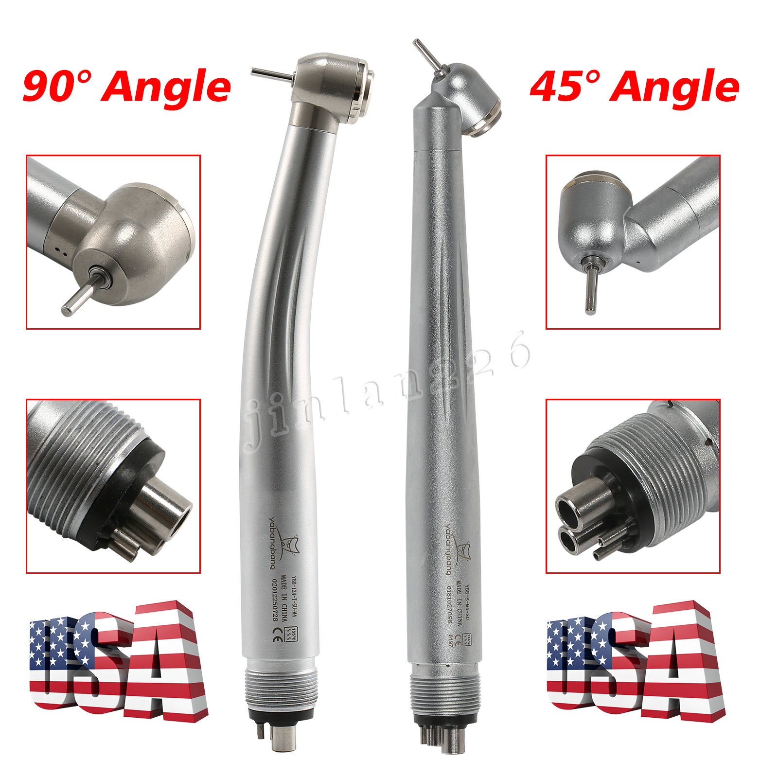 NSK Style Dental Surgical 45° Degree LED High Speed Handpiece Turbine 2/4Holes