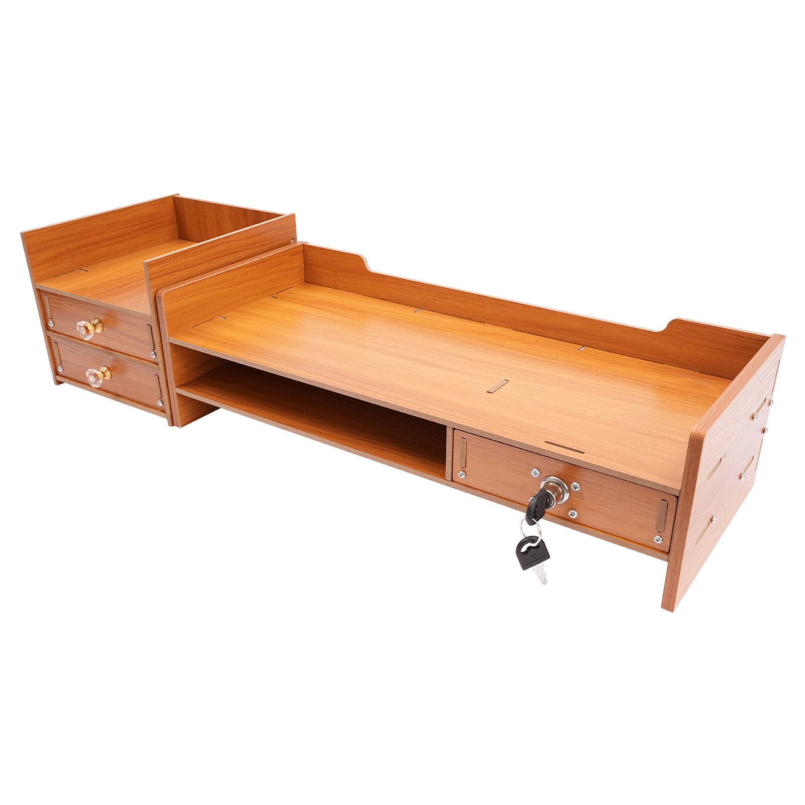 Wooden Desk Organizer with Drawers Office Supplies Computer Desktop Tabletop