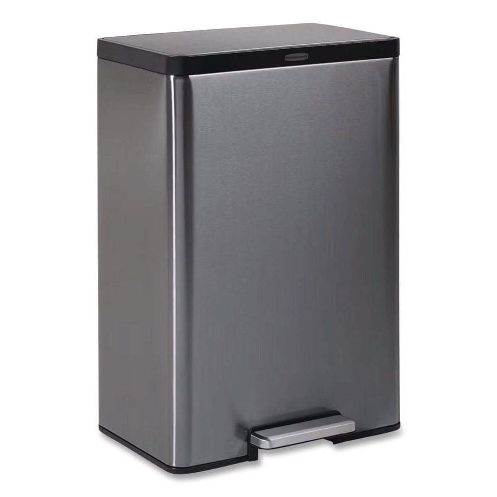 Rubbermaid 2112520 12 gal. Elite Step-On Trash Can – Charcoal S. Steel/Black New