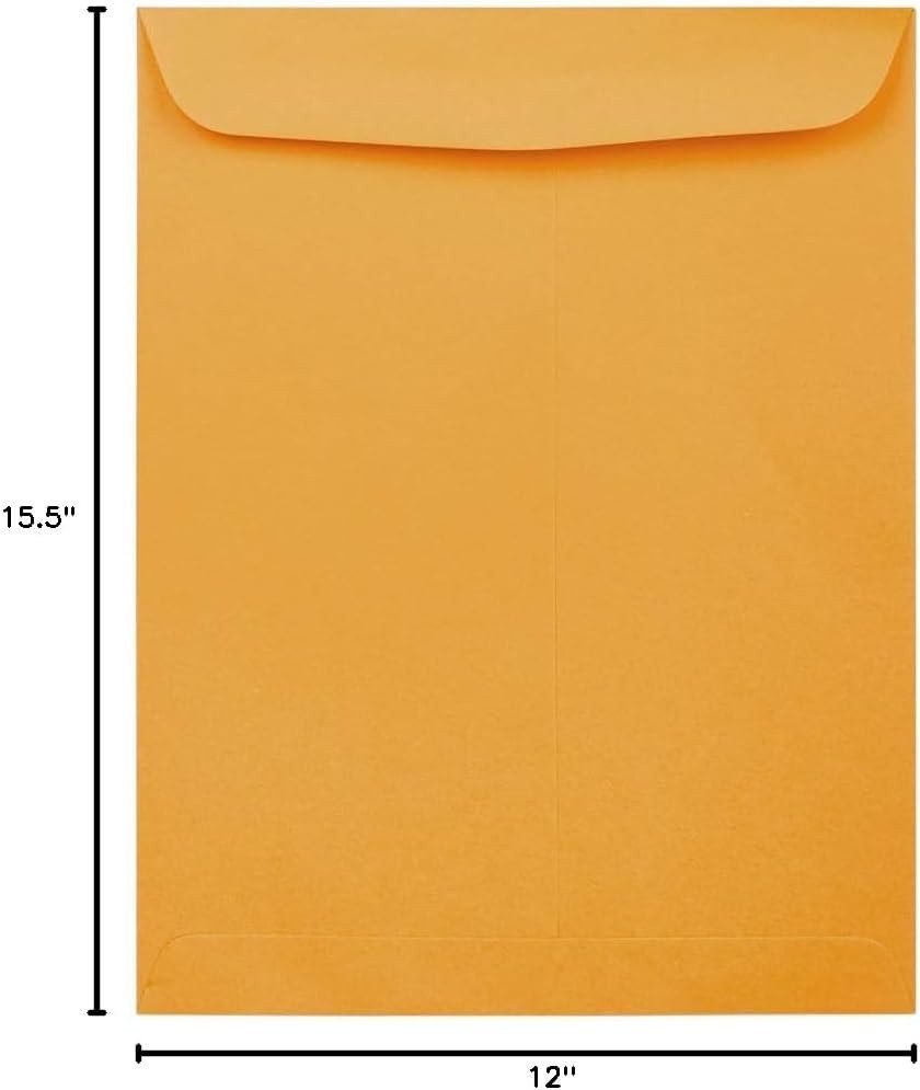 12 x 15 1/2 Open End Catalog Commercial Envelopes – Brown Kraft Manila – 25/Pack