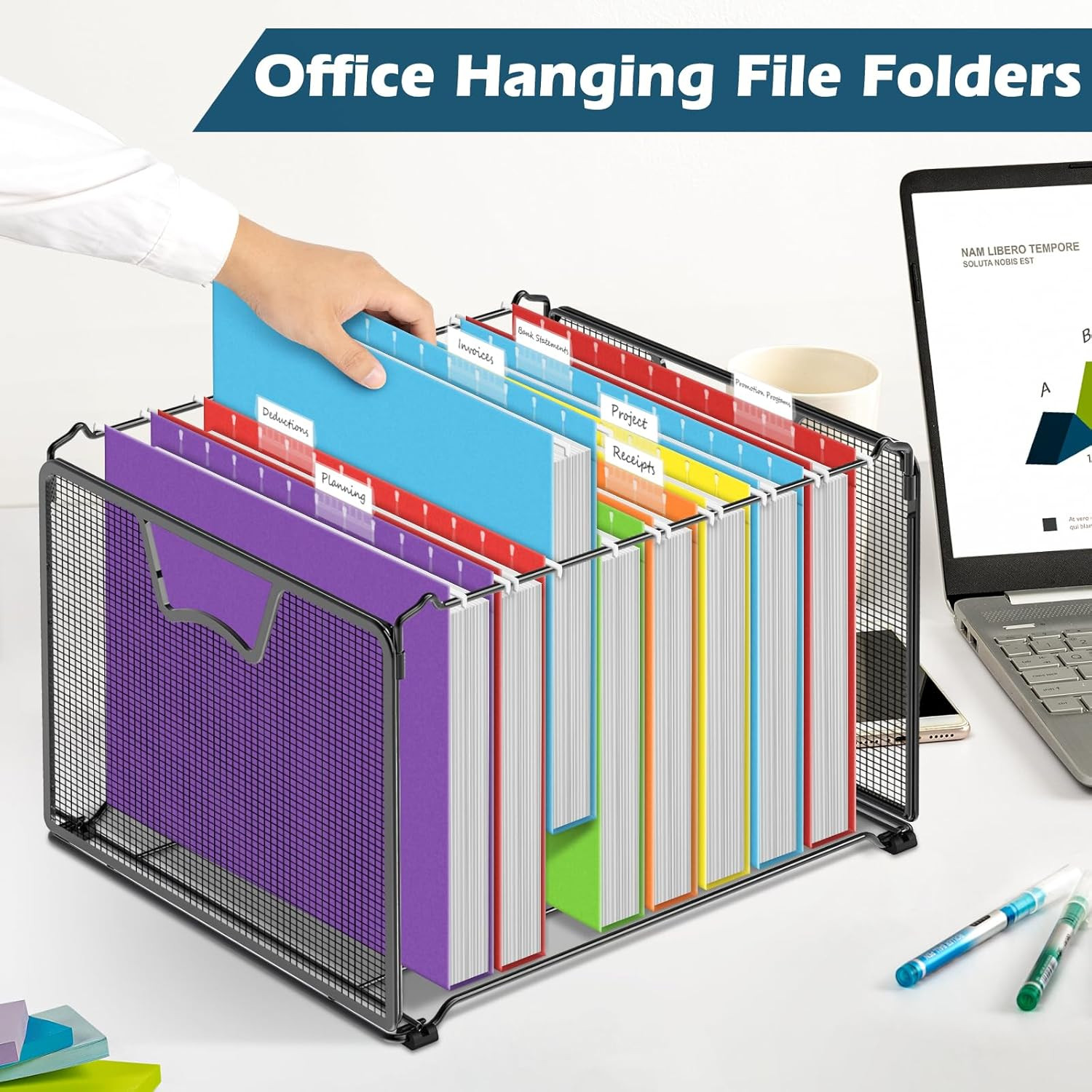 6 Pack Expandable Hanging File Folder Letter Size for Filing Documents Cabinet