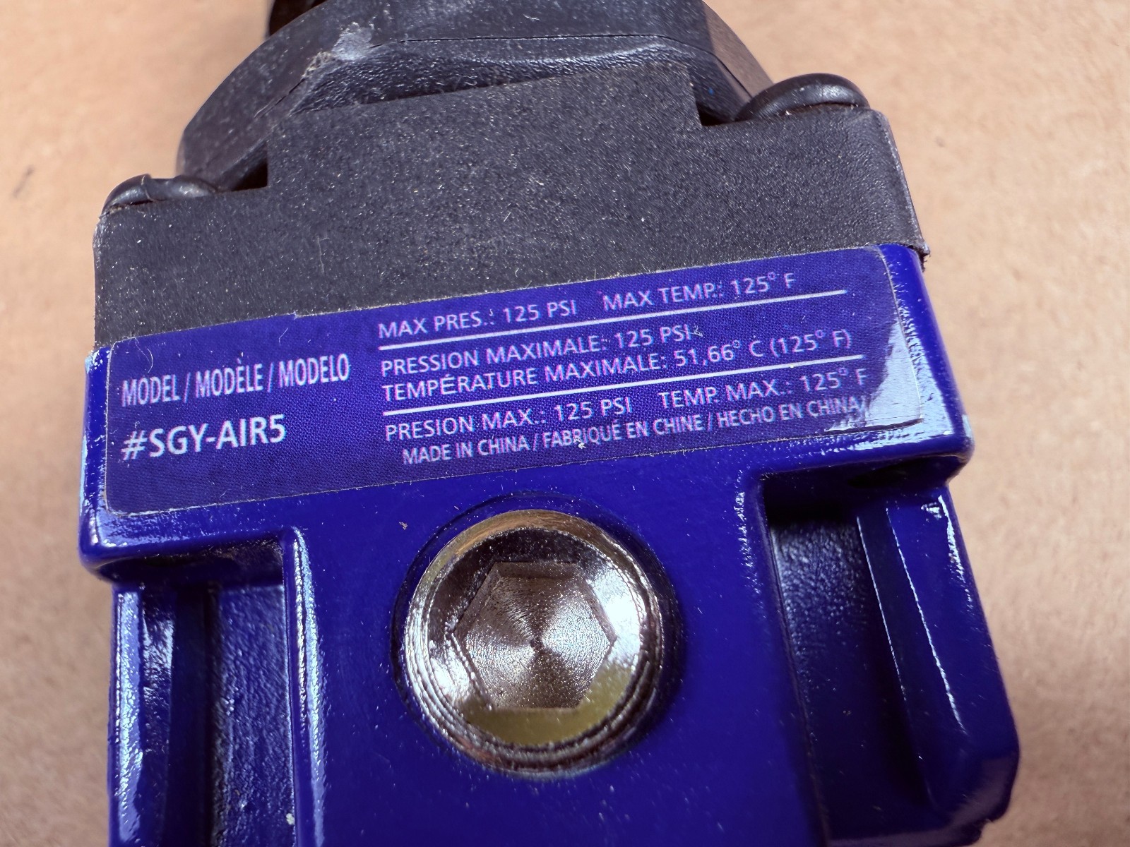 Kobalt KBA10700AV 221026 Mini Air Pressure Regulator Push Lock 125-PSI Max 125°F