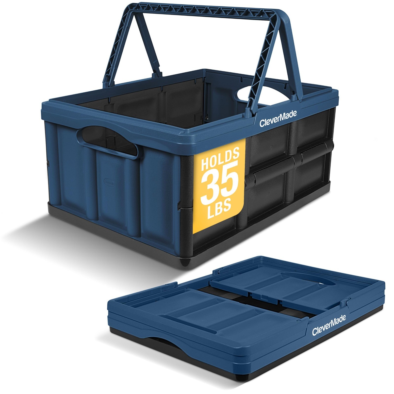 Collapsible Shopping Basket 32L Storage Crate – Durable Grocery Carrier, 35 lb C