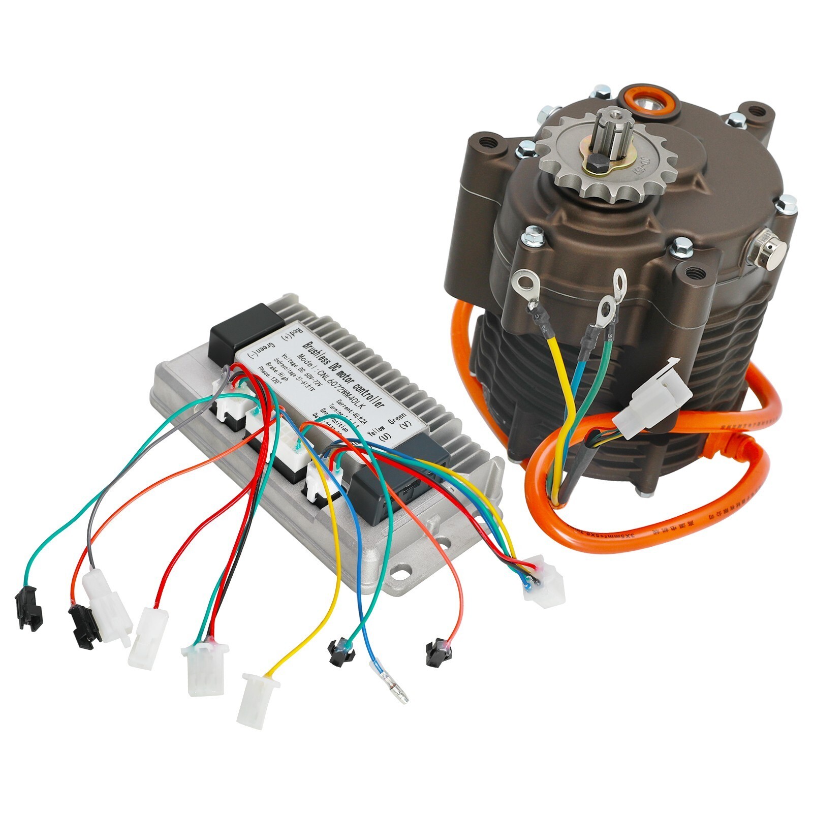 72V 1000W Brushless Motor Grip Full Kit Battery Wire for 2 Wheeler Bicycle Razor