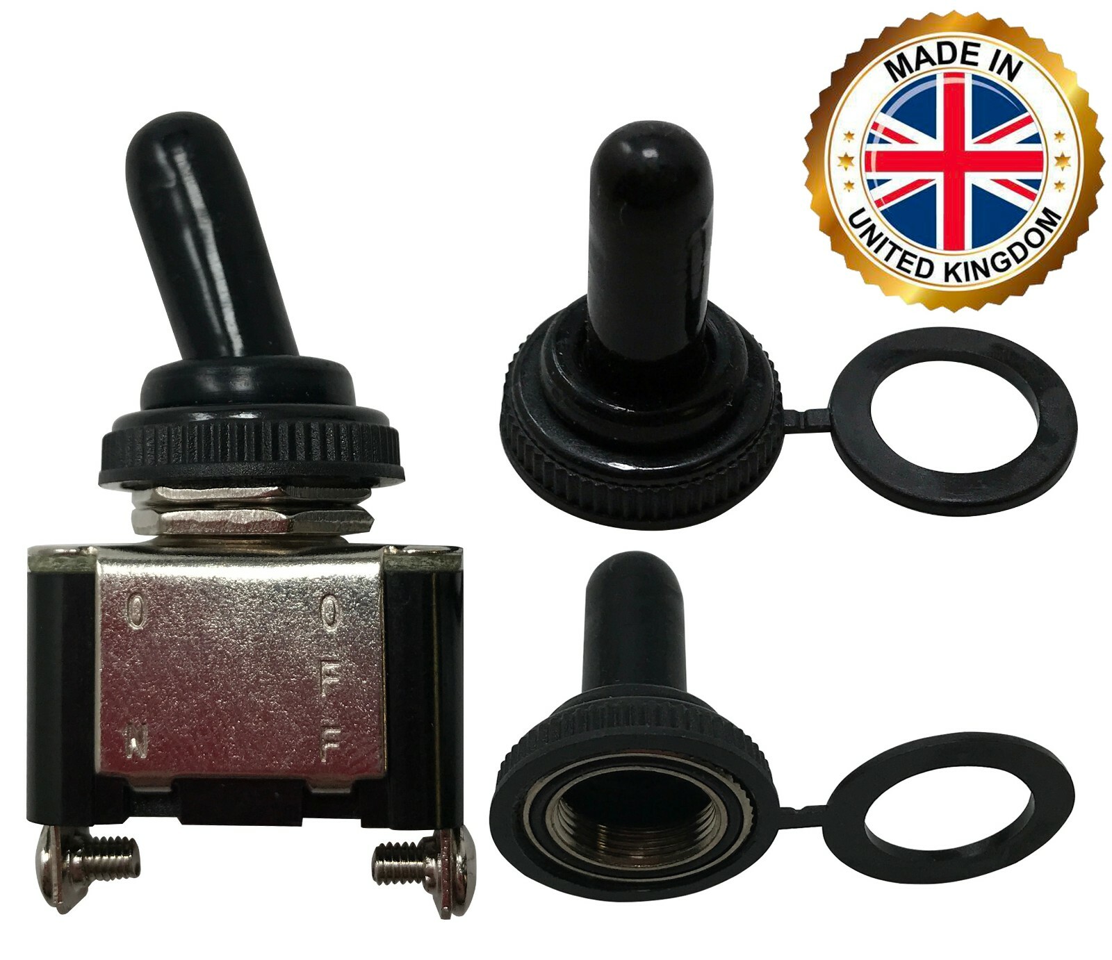 10 Pack Black Rubber Threaded Splash Proof/Dust Resistant Toggle Switch Cover UK